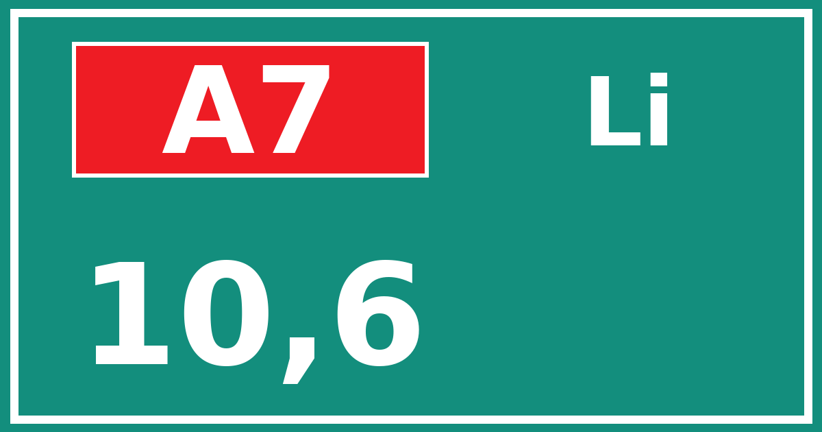 Hectometerbord A7 10,6 zijde Li