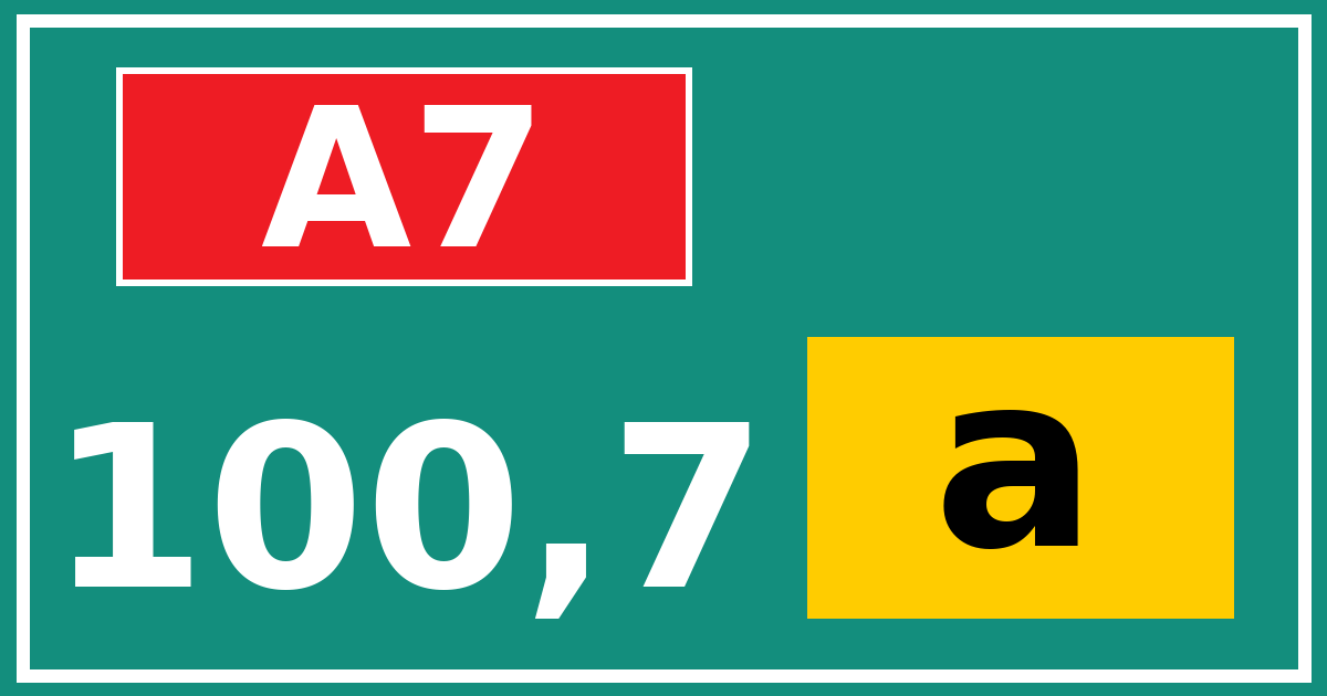 Hectometerbord A7 100,7 letter a
