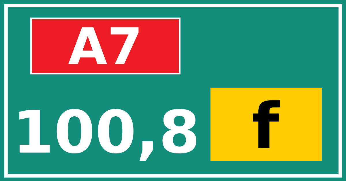 Hectometerbord A7 100,8 letter f