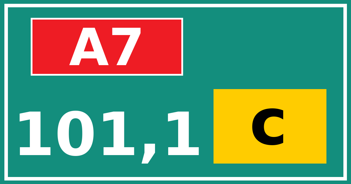 Hectometerbord A7 101,1 letter c