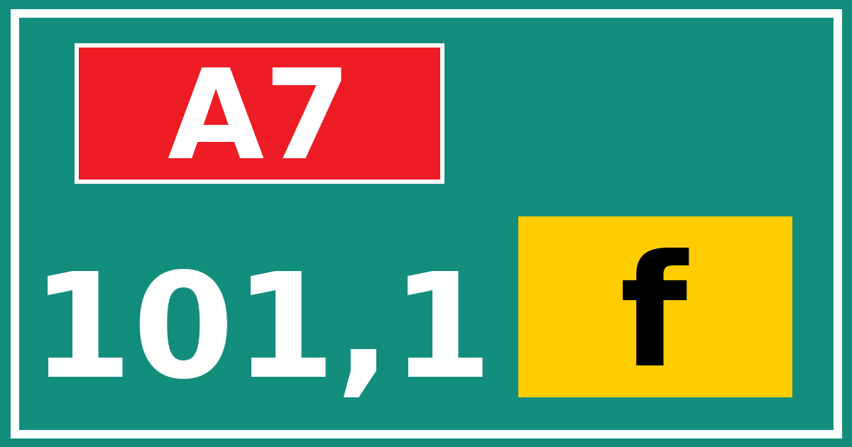 Hectometerbord A7 101,1 letter f