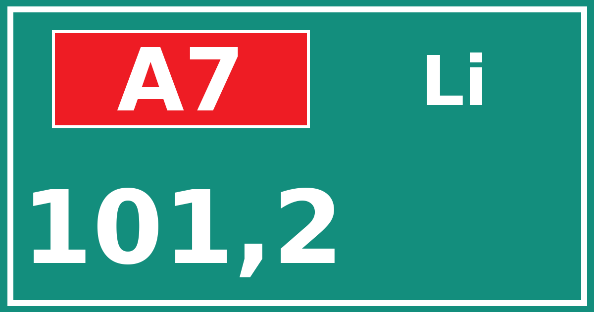 Hectometerbord A7 101,2 zijde Li