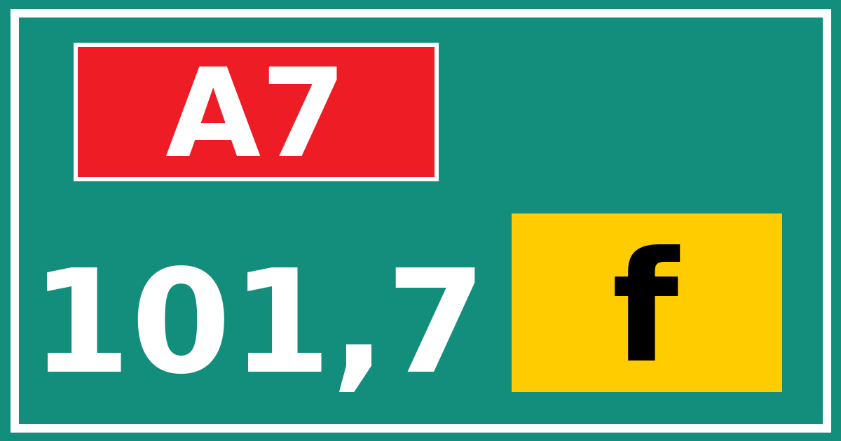 Hectometerbord A7 101,7 letter f