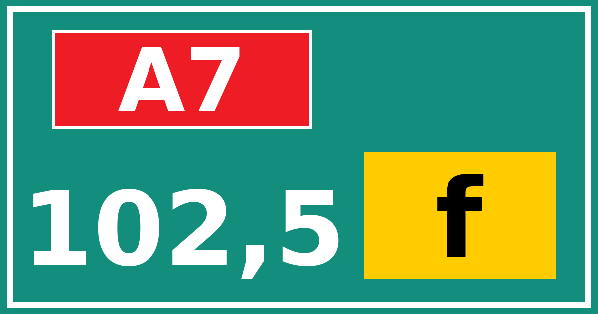 Hectometerbord A7 102,5 letter f