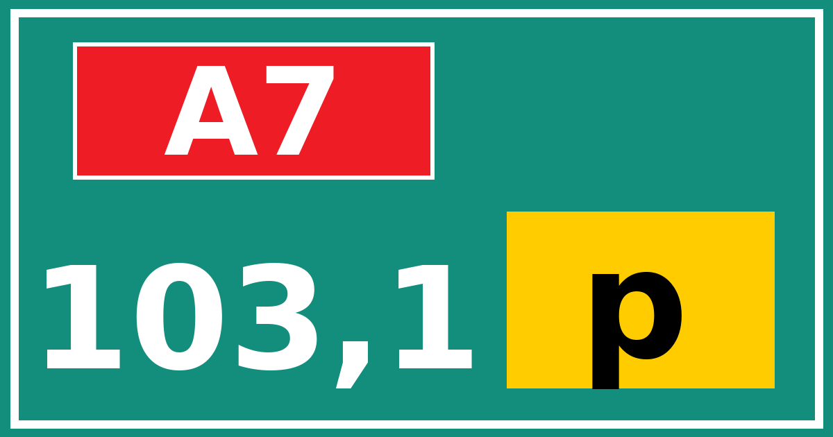 Hectometerbord A7 103,1 letter p
