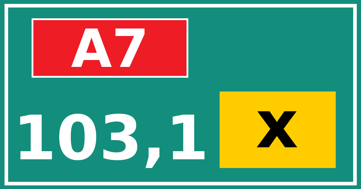Hectometerbord A7 103,1 letter x