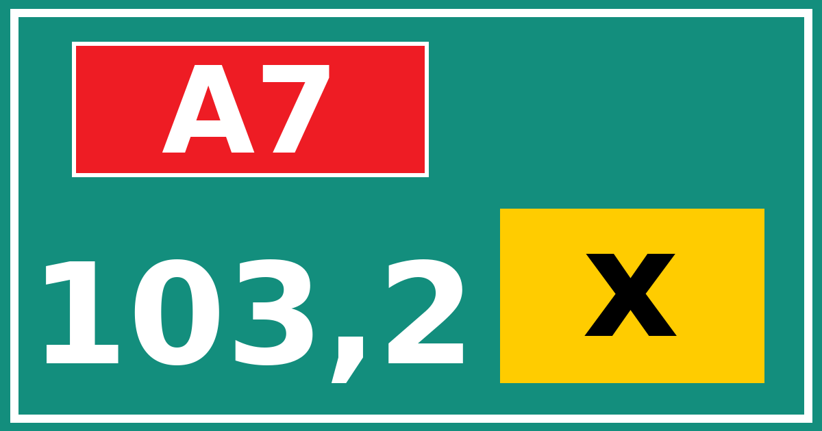 Hectometerbord A7 103,2 letter x