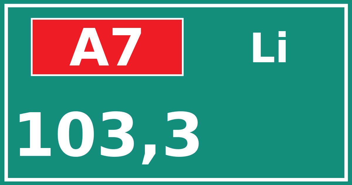 Hectometerbord A7 103,3 zijde Li