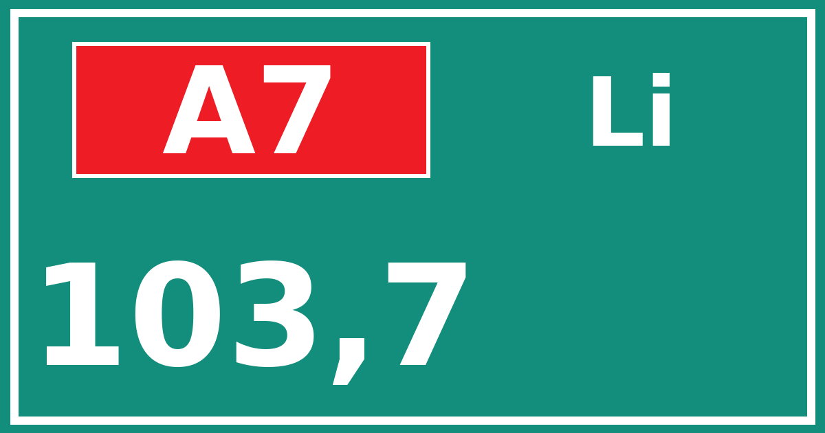 Hectometerbord A7 103,7 zijde Li