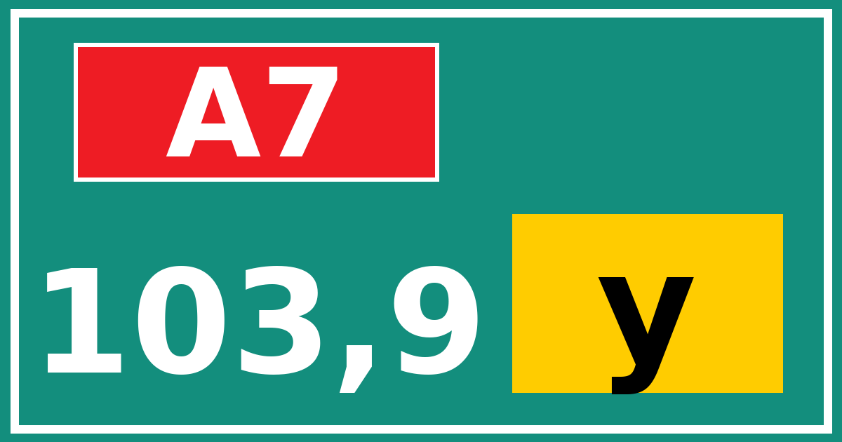 Hectometerbord A7 103,9 letter y