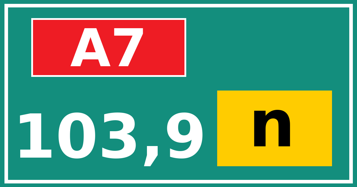 Hectometerbord A7 103,9 letter n