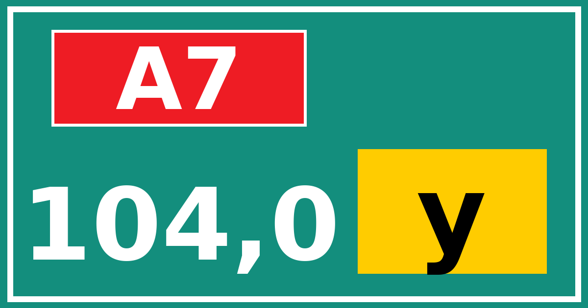 Hectometerbord A7 104,0 letter y
