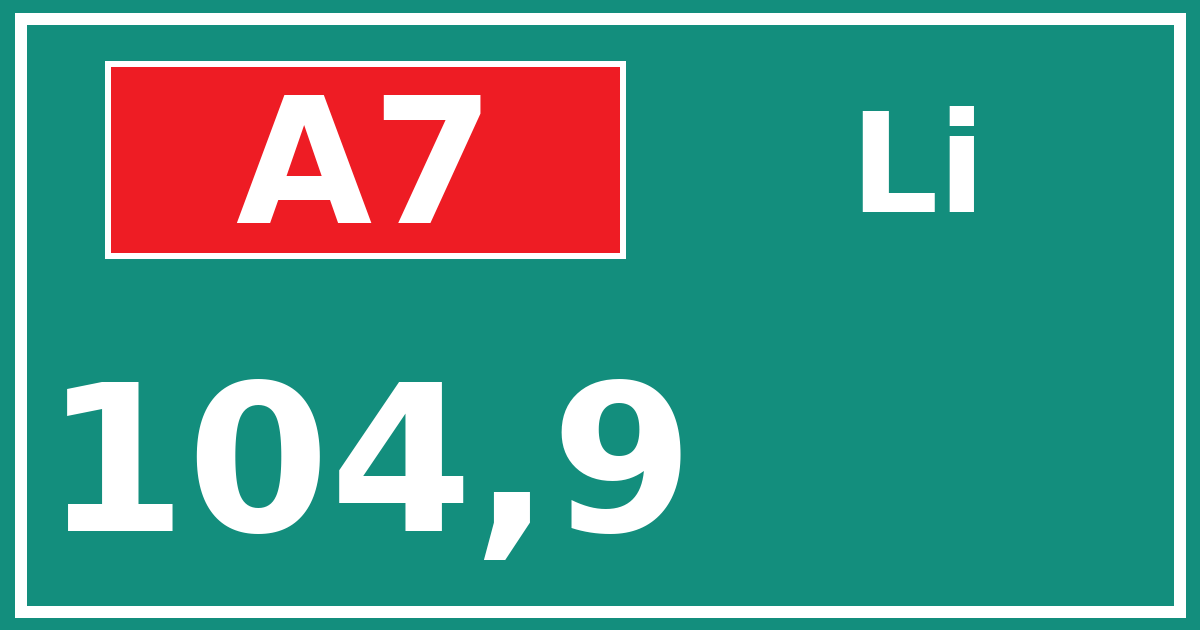 Hectometerbord A7 104,9 zijde Li