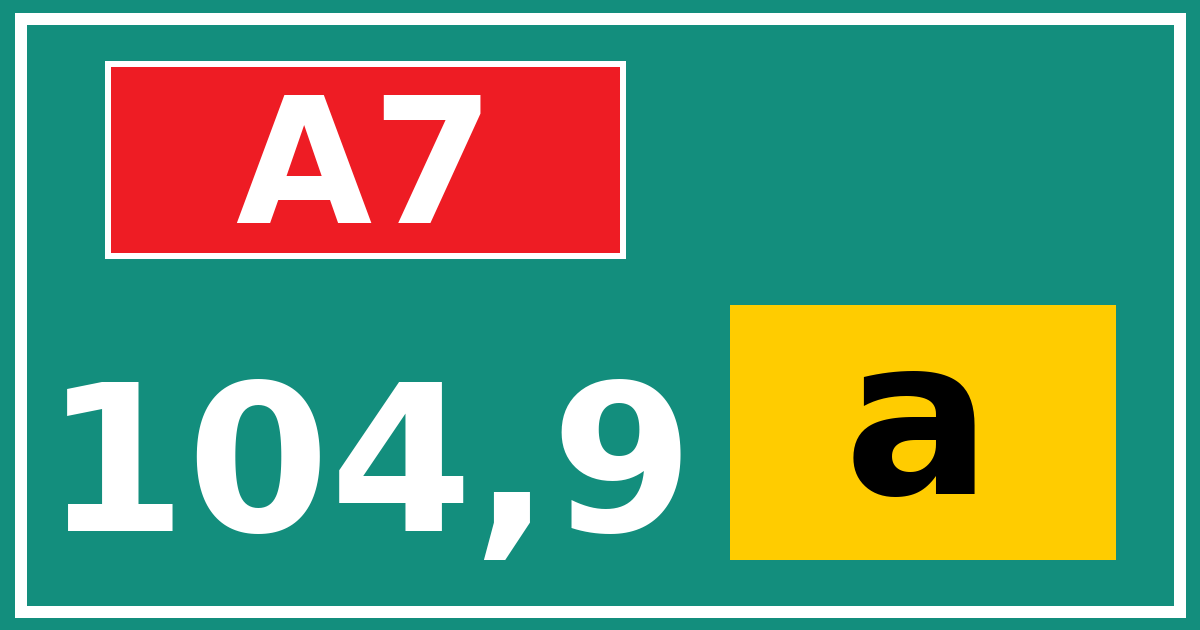 Hectometerbord A7 104,9 letter a