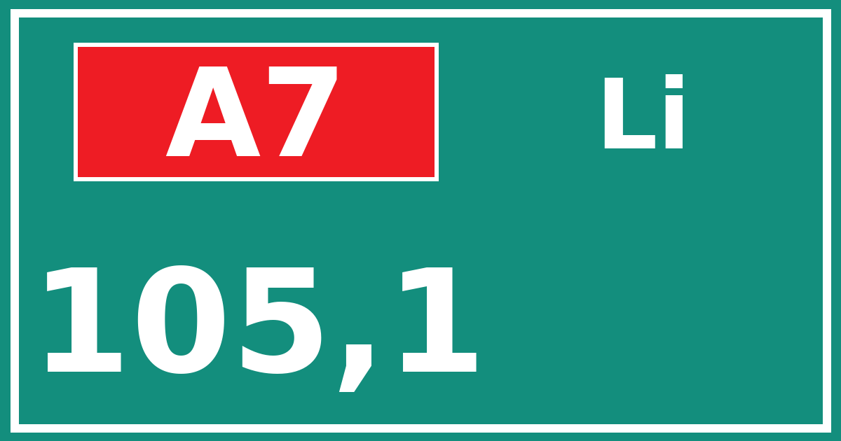 Hectometerbord A7 105,1 zijde Li