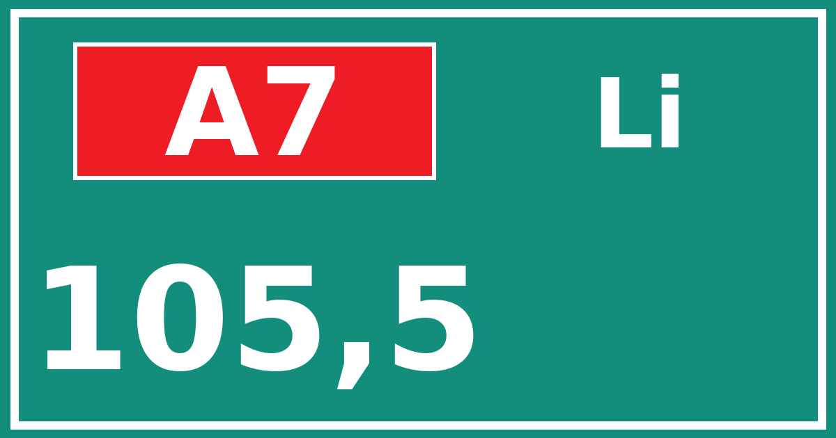 Hectometerbord A7 105,5 zijde Li