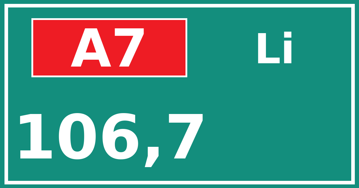 Hectometerbord A7 106,7 zijde Li