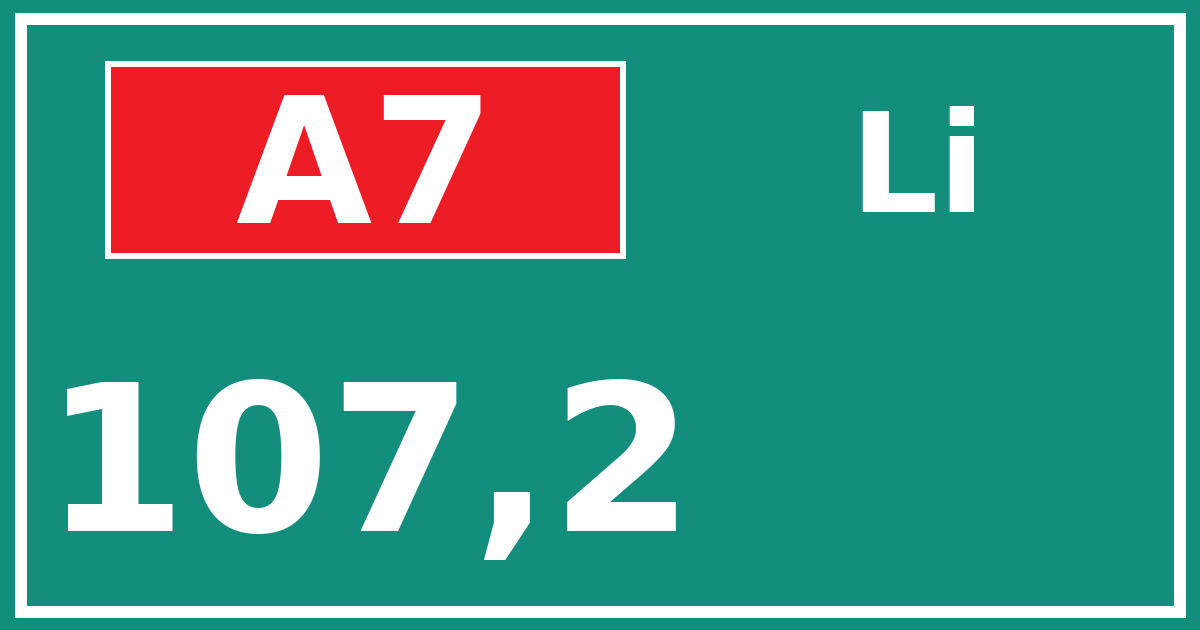 Hectometerbord A7 107,2 zijde Li