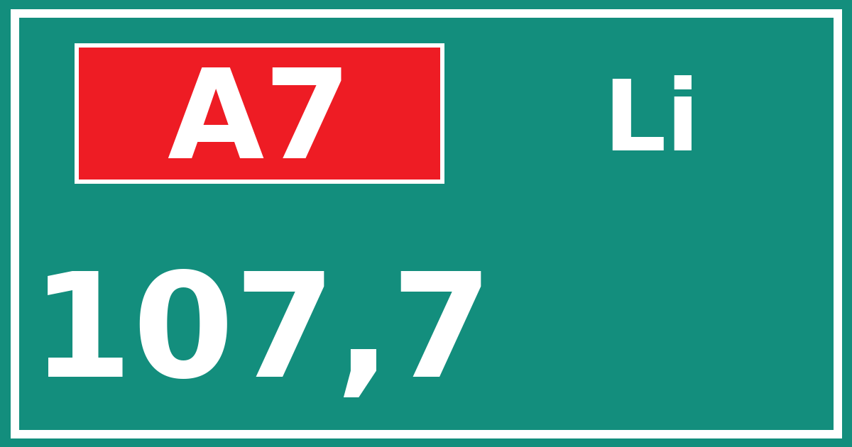 Hectometerbord A7 107,7 zijde Li