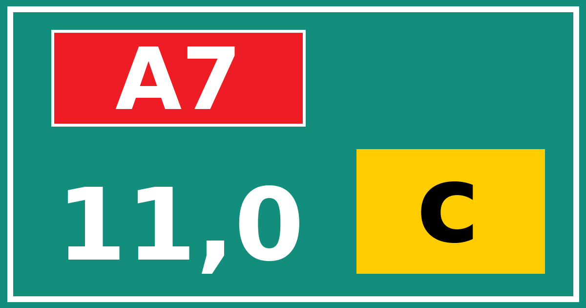 Hectometerbord A7 11,0 letter c