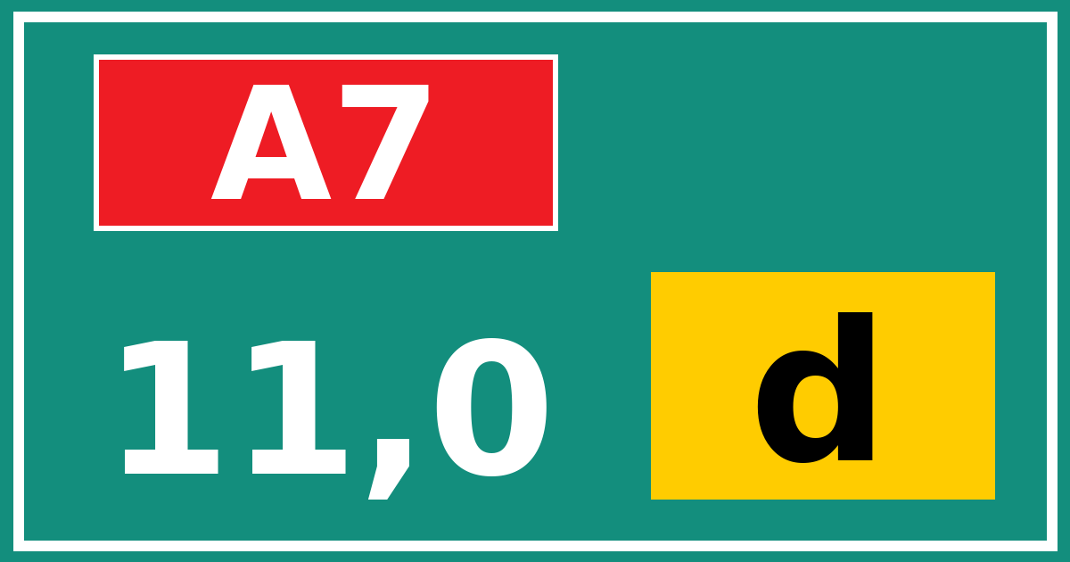 Hectometerbord A7 11,0 letter d