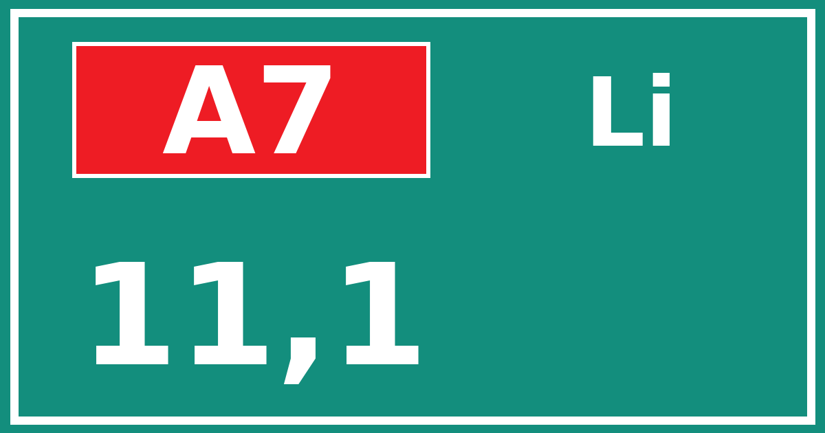 Hectometerbord A7 11,1 zijde Li