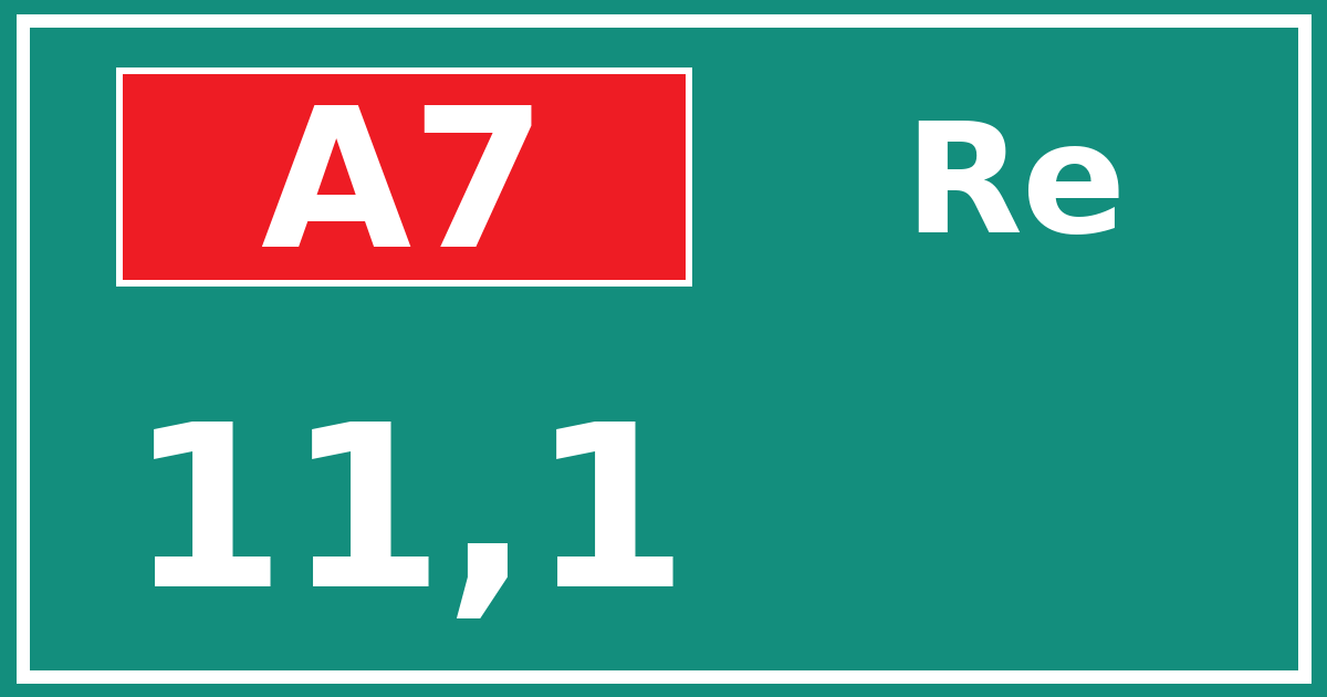 Hectometerbord A7 11,1 zijde Re