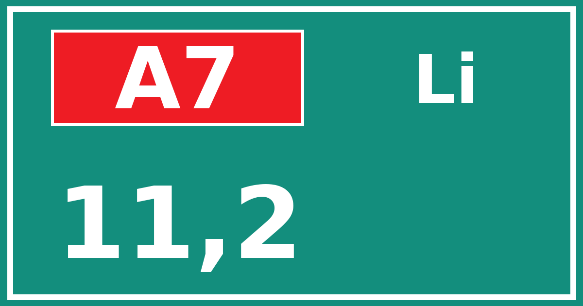 Hectometerbord A7 11,2 zijde Li