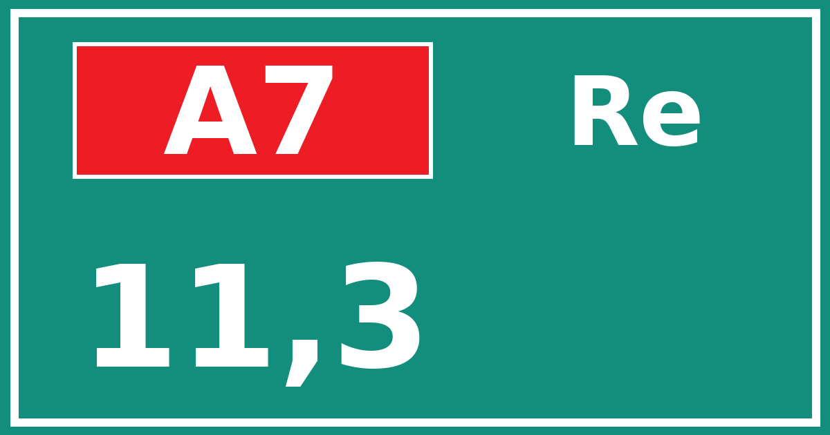 Hectometerbord A7 11,3 zijde Re