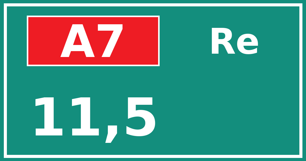 Hectometerbord A7 11,5 zijde Re