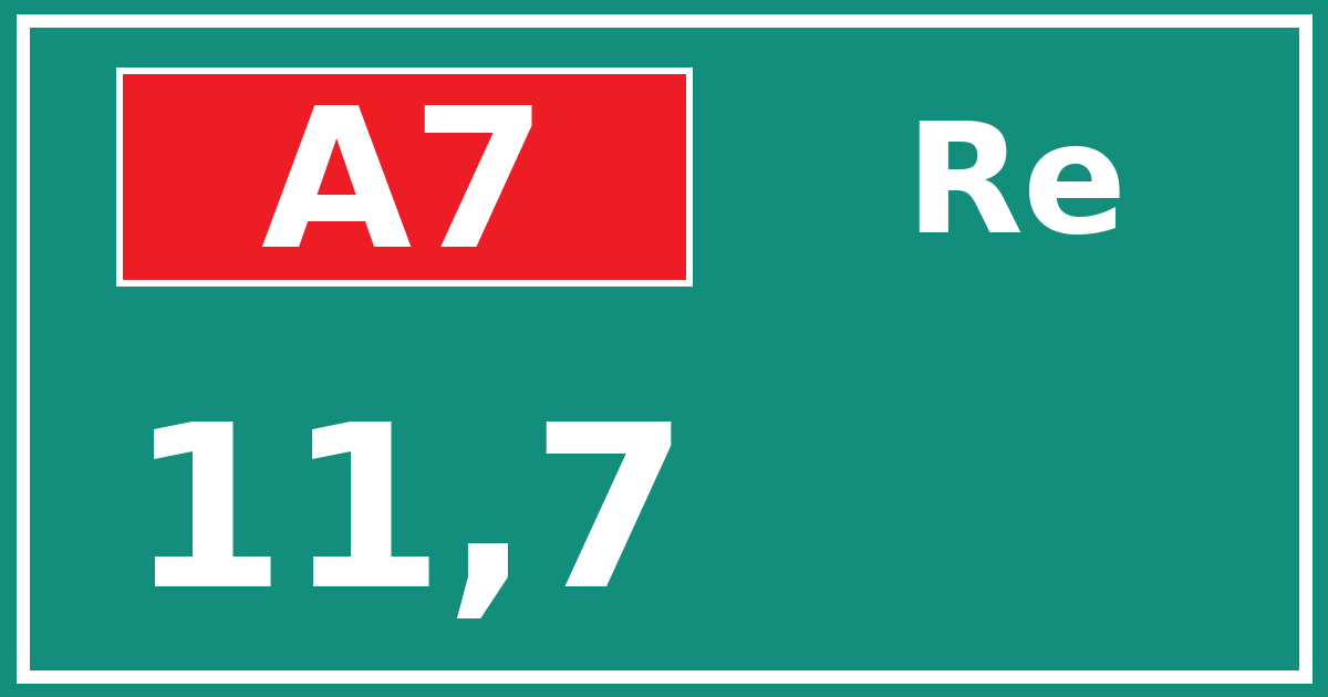 Hectometerbord A7 11,7 zijde Re
