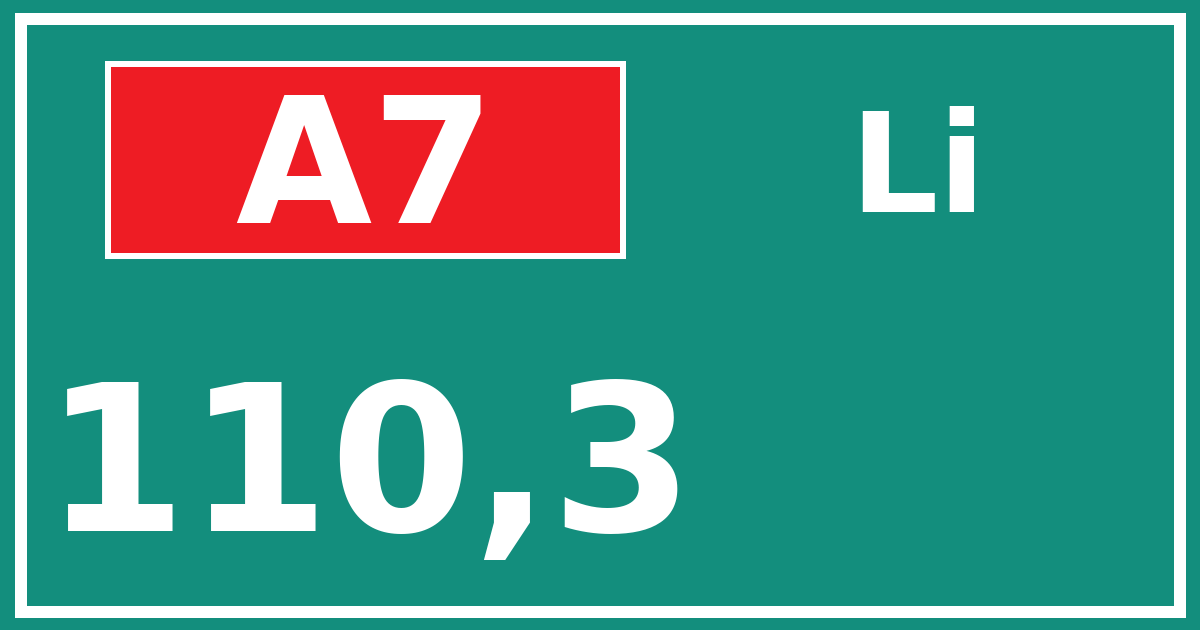 Hectometerbord A7 110,3 zijde Li