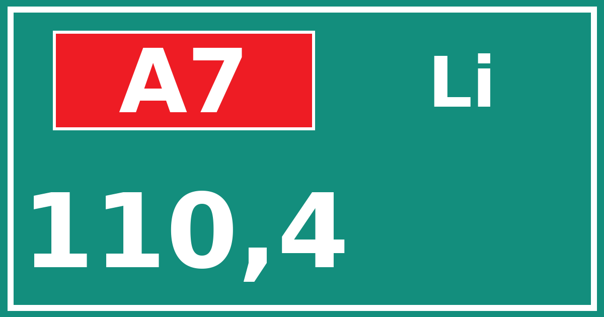 Hectometerbord A7 110,4 zijde Li
