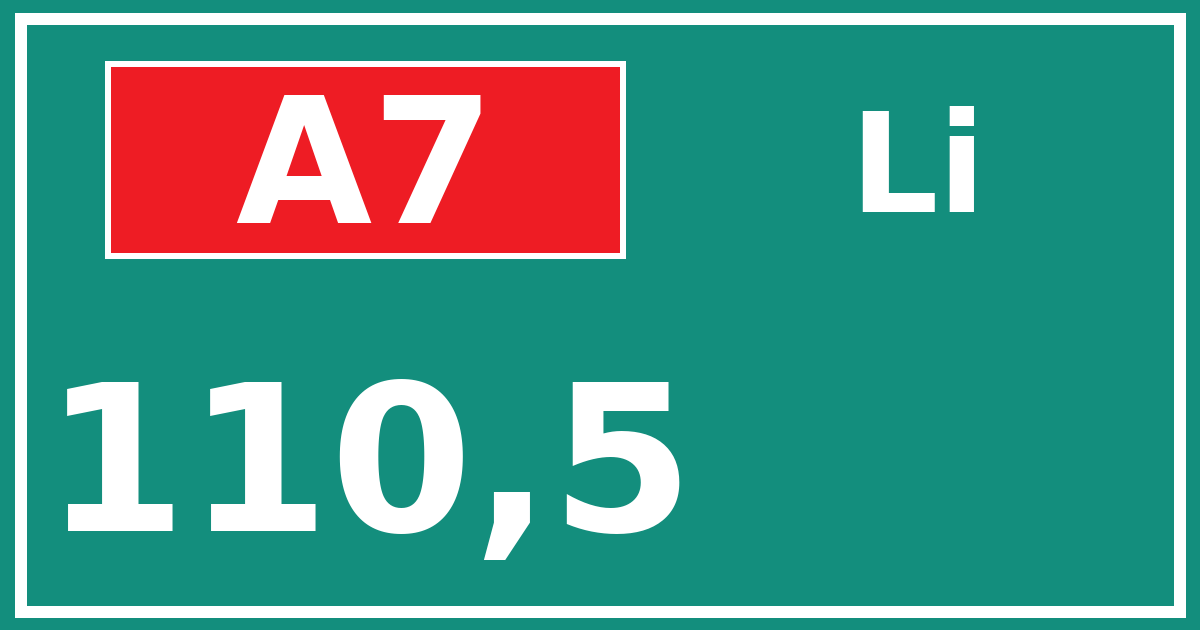 Hectometerbord A7 110,5 zijde Li