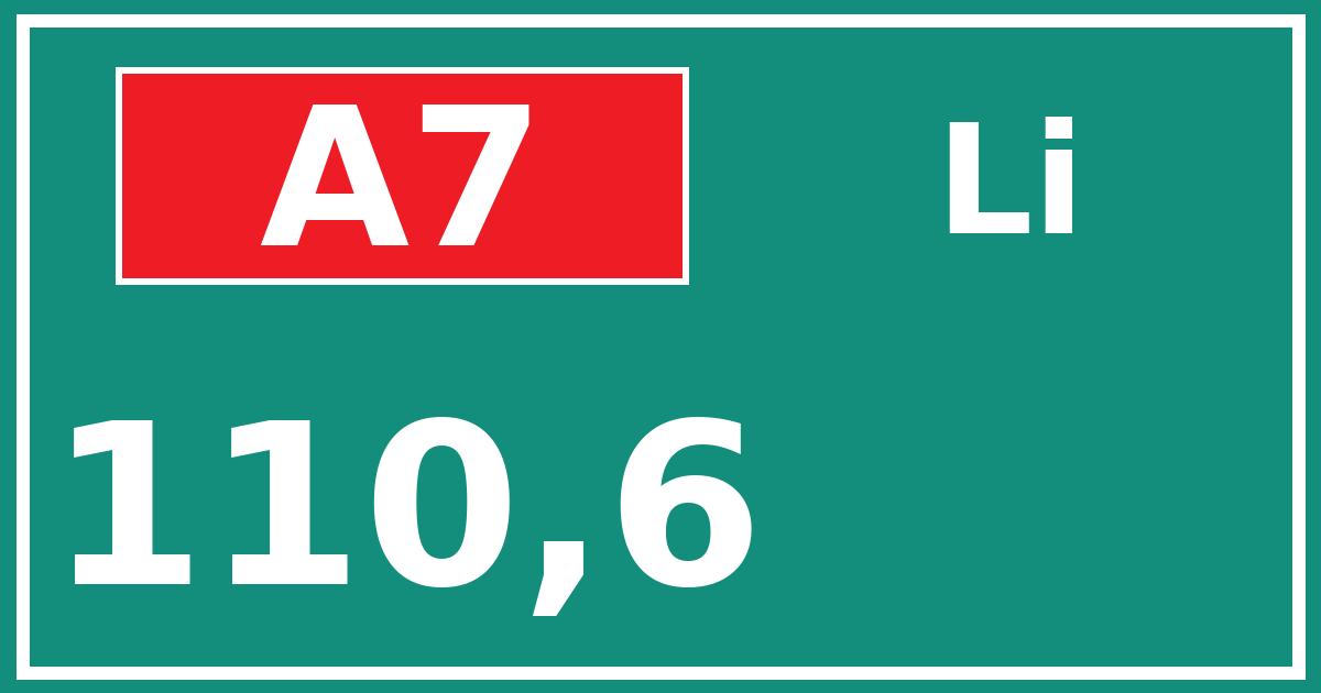 Hectometerbord A7 110,6 zijde Li