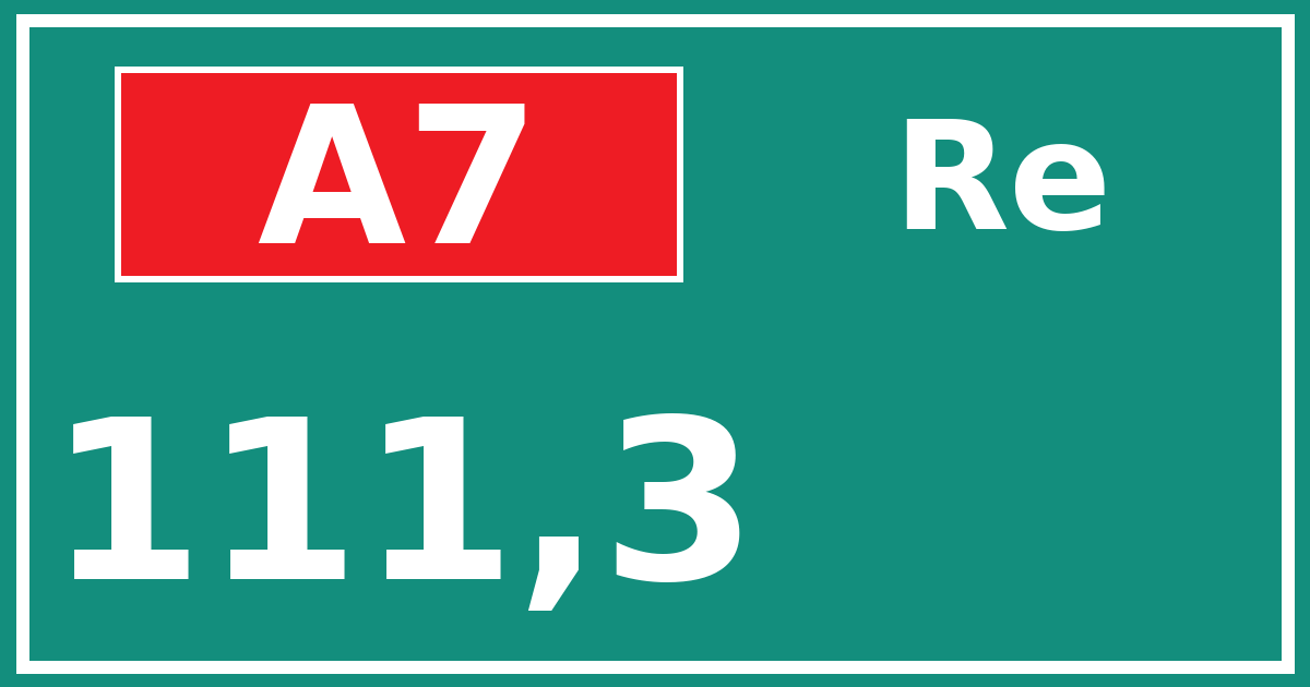 Hectometerbord A7 111,3 zijde Re