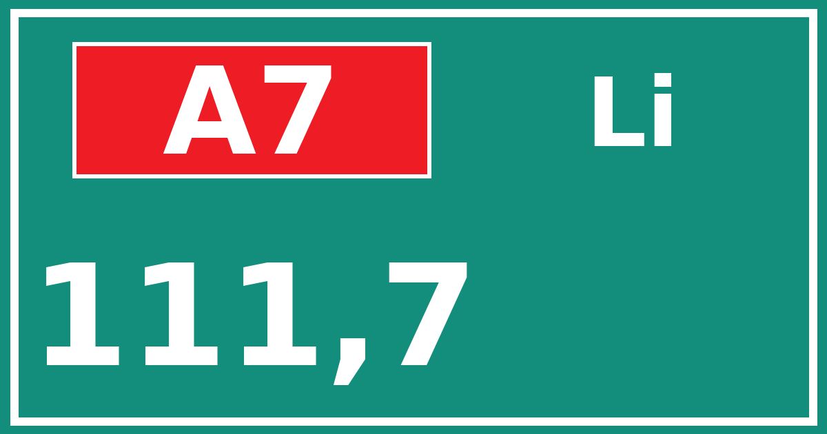 Hectometerbord A7 111,7 zijde Li