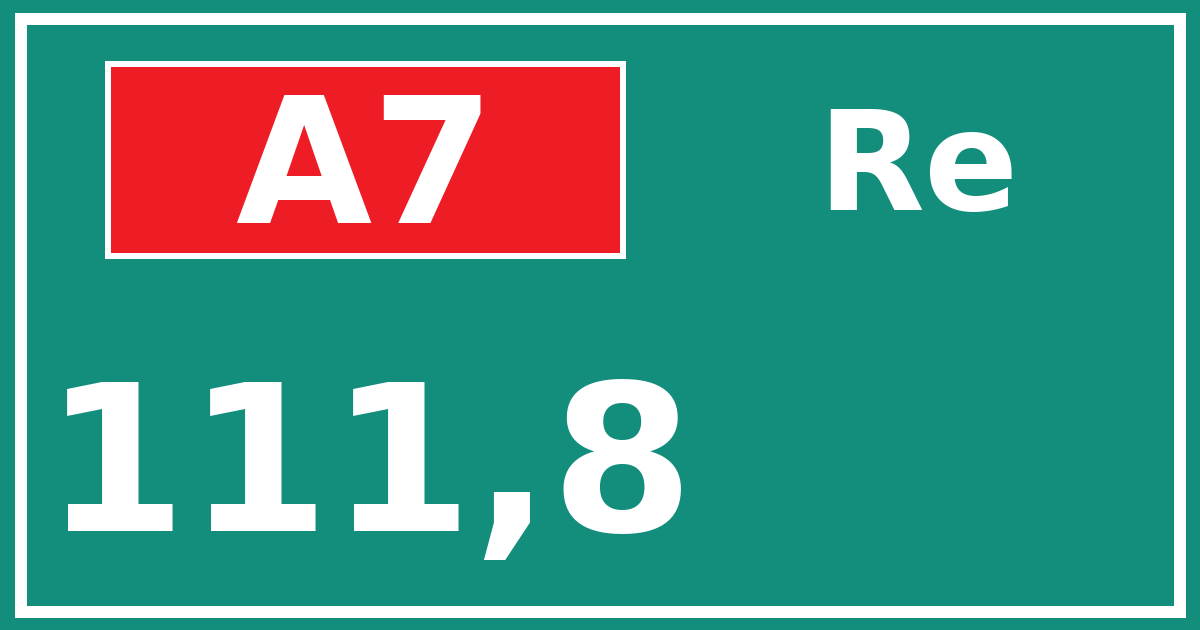 Hectometerbord A7 111,8 zijde Re