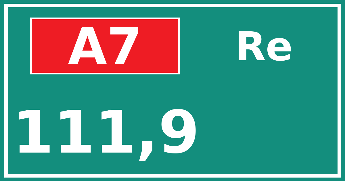 Hectometerbord A7 111,9 zijde Re
