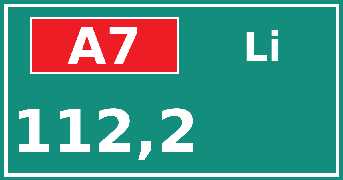 Hectometerbord A7 112,2 zijde Li