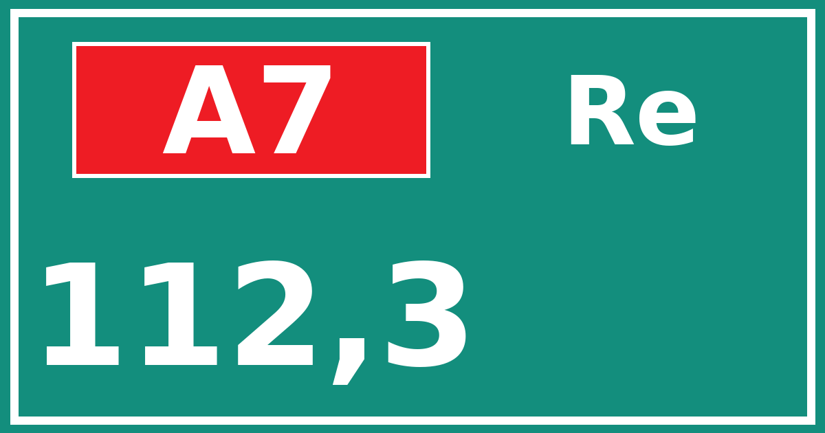 Hectometerbord A7 112,3 zijde Re