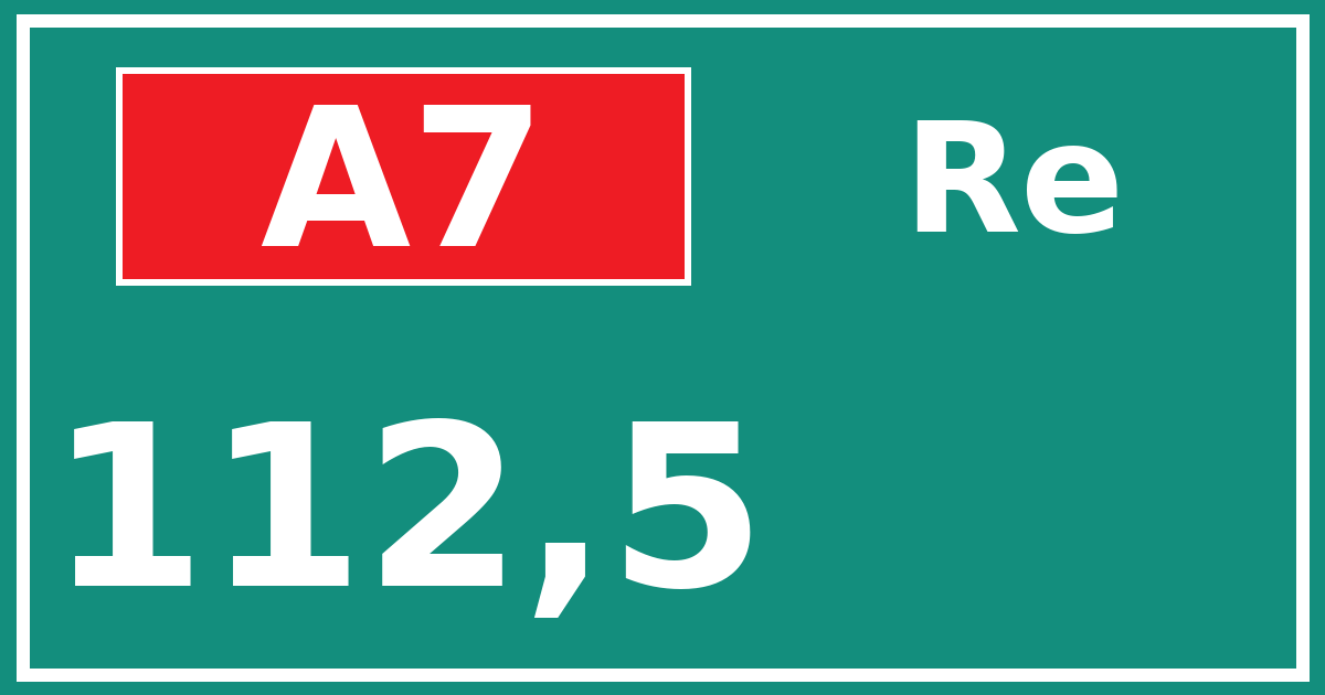 Hectometerbord A7 112,5 zijde Re