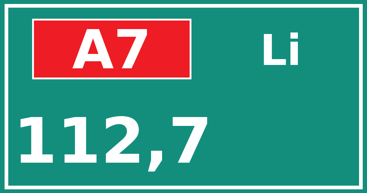 Hectometerbord A7 112,7 zijde Li