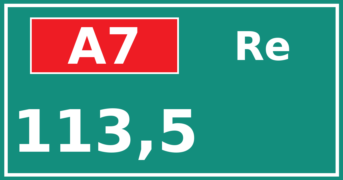 Hectometerbord A7 113,5 zijde Re