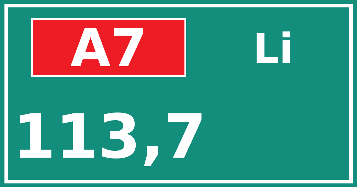 Hectometerbord A7 113,7 zijde Li