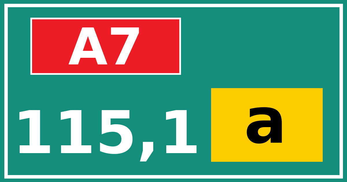 Hectometerbord A7 115,1 letter a