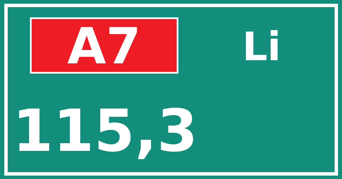 Hectometerbord A7 115,3 zijde Li