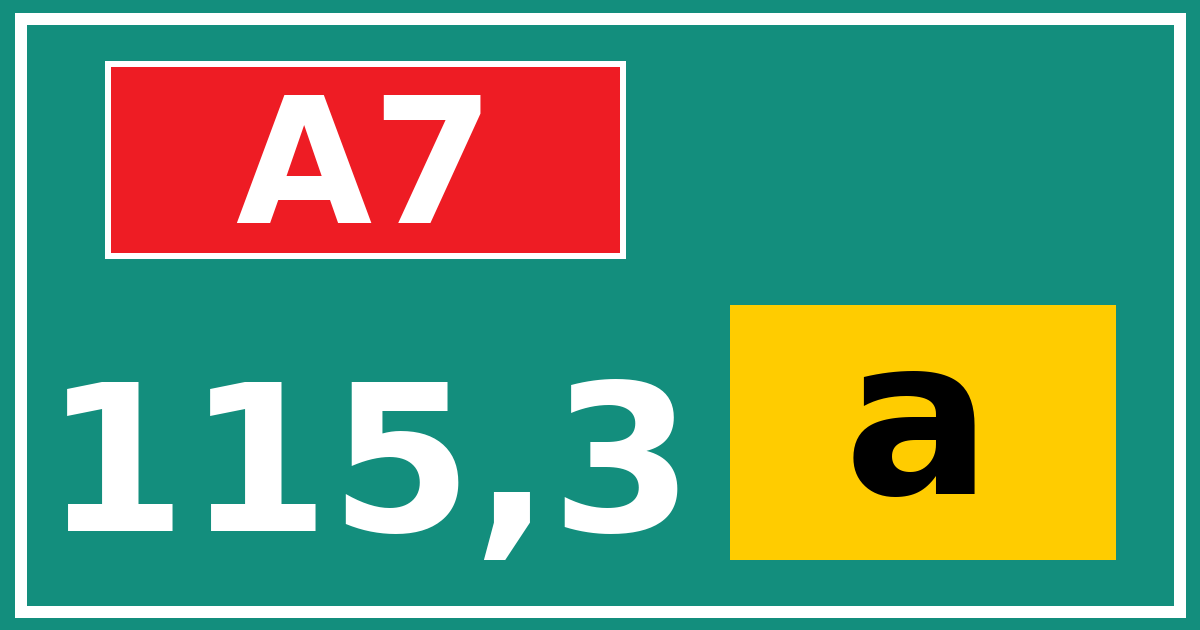 Hectometerbord A7 115,3 letter a