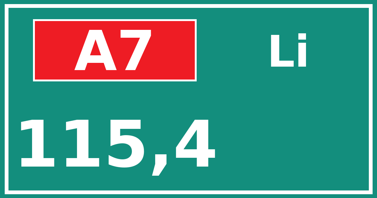 Hectometerbord A7 115,4 zijde Li