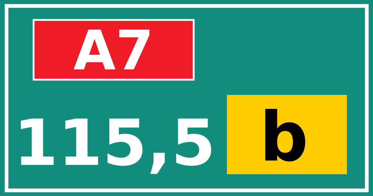 Hectometerbord A7 115,5 letter b